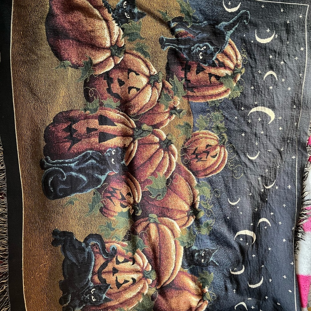 Halloween Pumpkin and Cat blanket